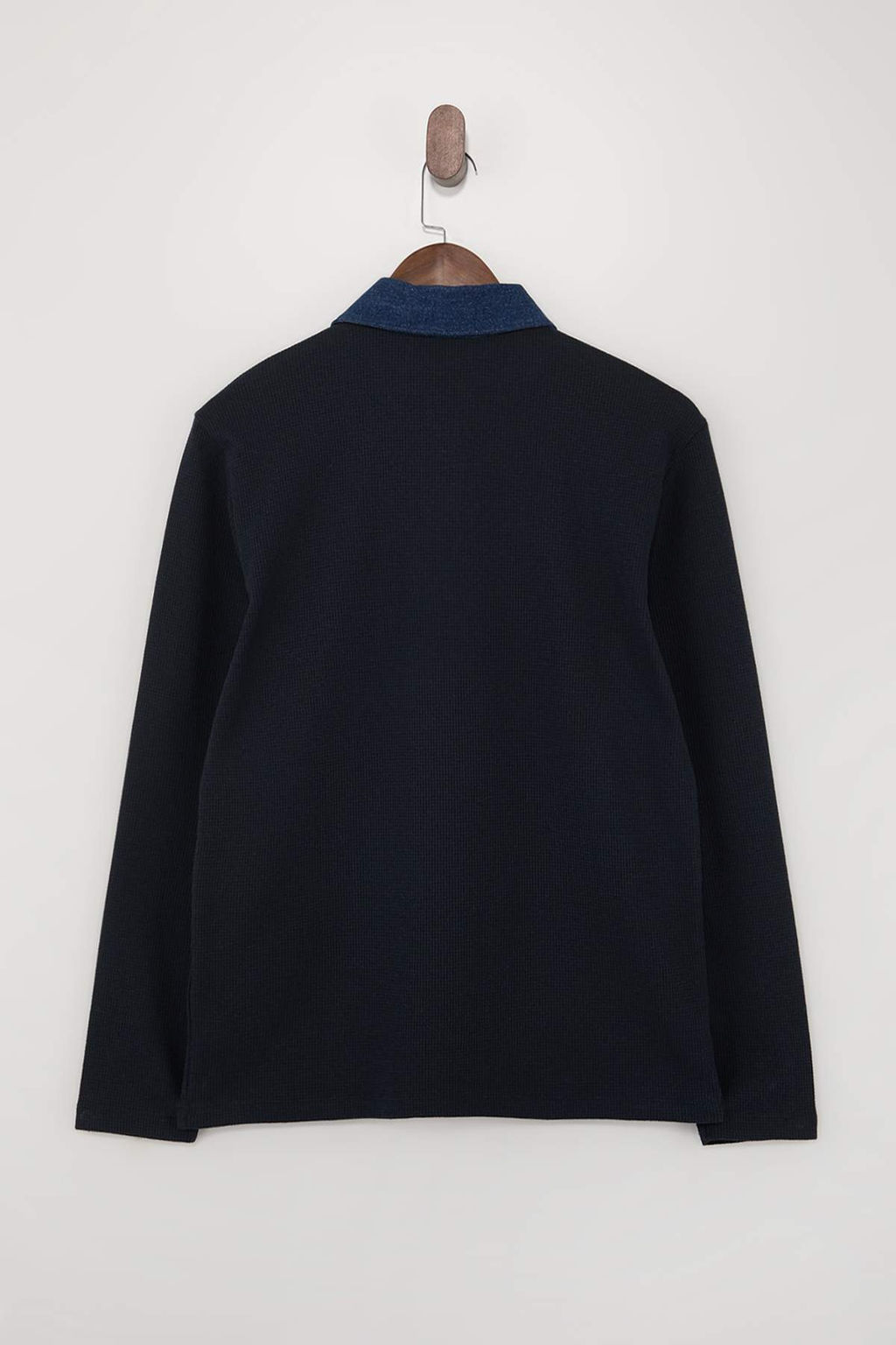 Lacivert Regular/Normal Kesim Dokulu Denim Yaka Detayl? Polo Yaka T-shirt TMNSS26PO00001