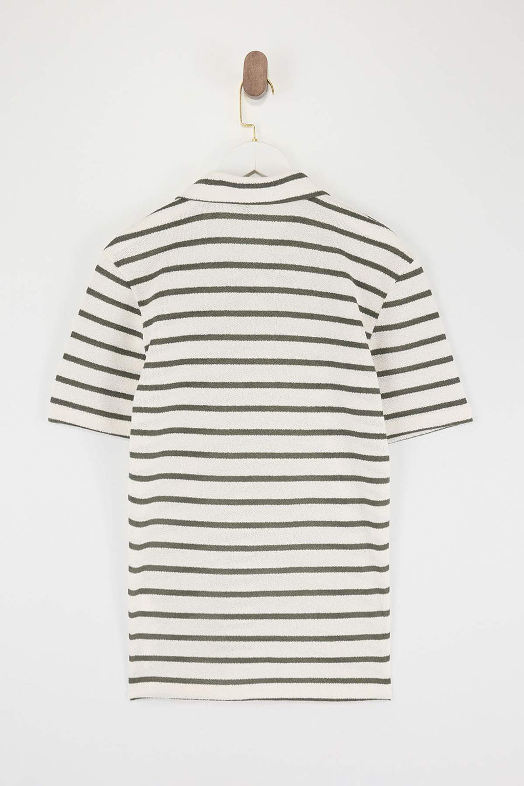 Yesil Regular/Normal Kesim Dokulu Cizgili Polo Yaka T-shirt TMNSS26PO00013 - Trendyolmilla фото 6