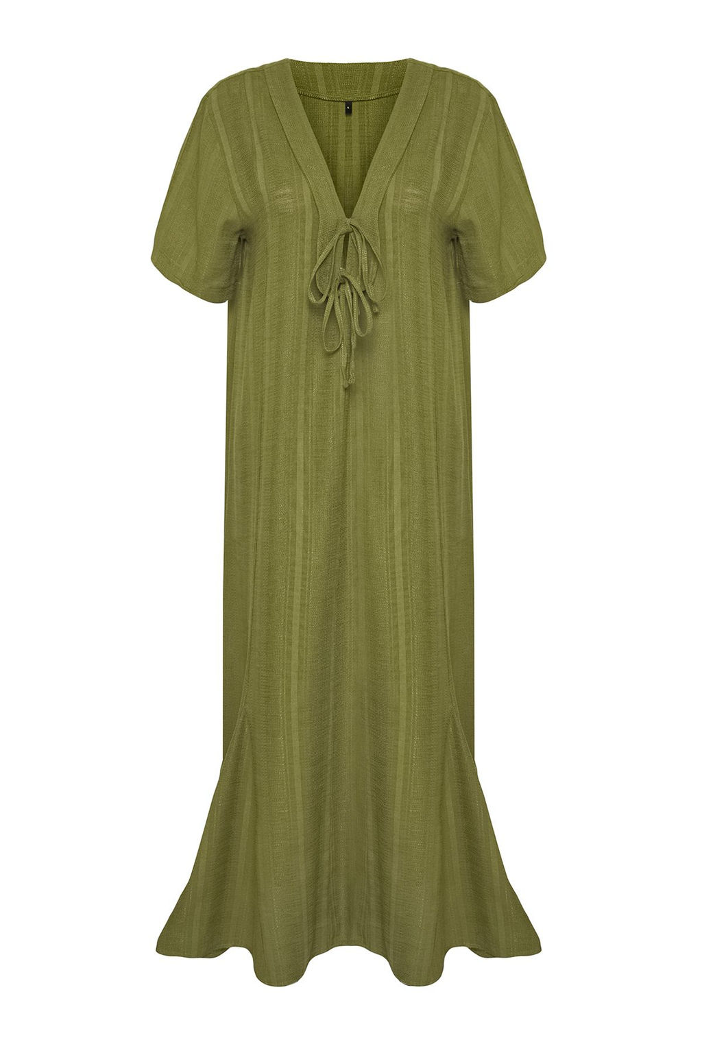 Haki Dokuma Baglama Detayl? Maxi Plaj Elbise TBESS25EL00022