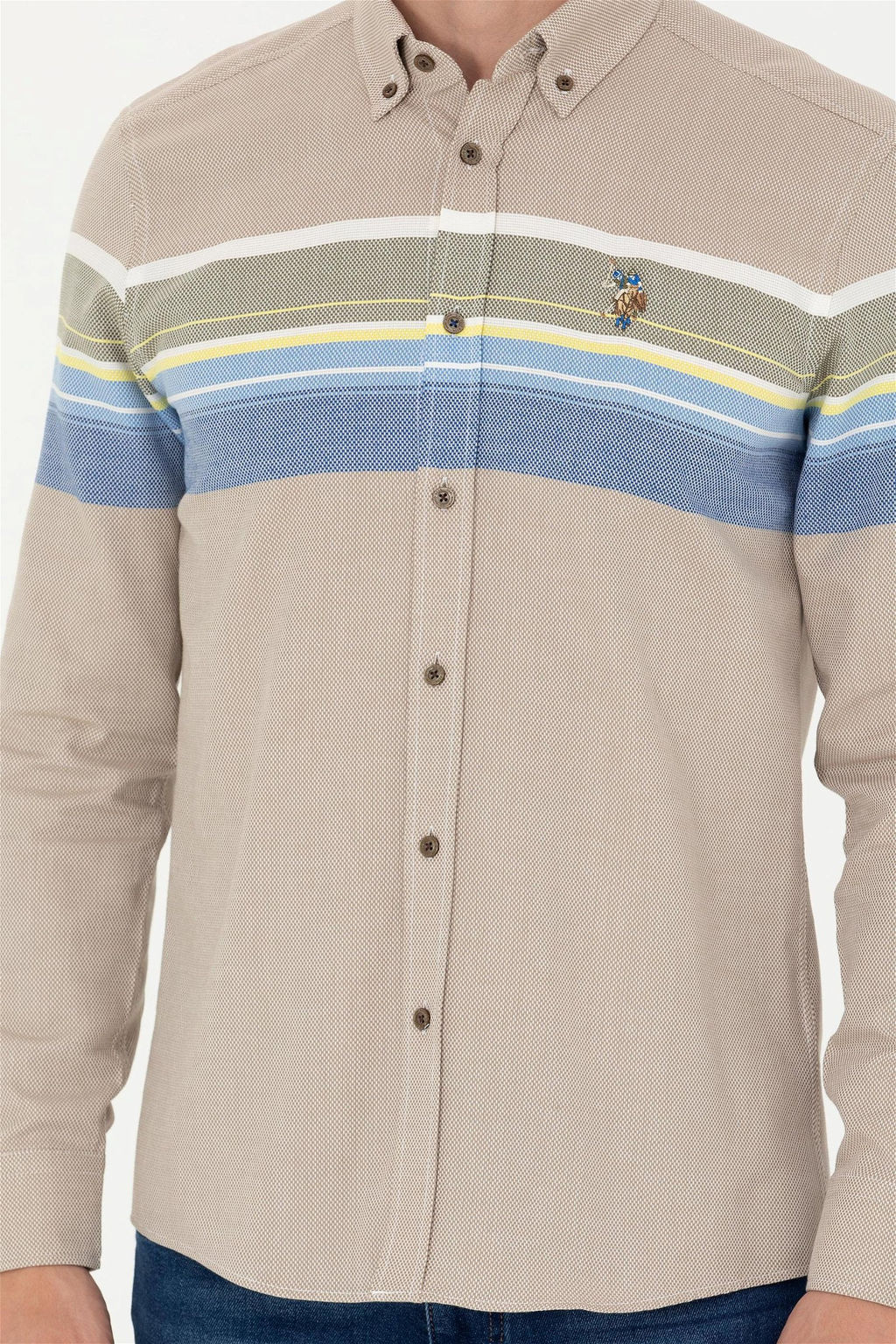 U. S. Polo Assn / Мужская рубашка светло-хаки с длинным рукавом - U.s. polo assn фото 13