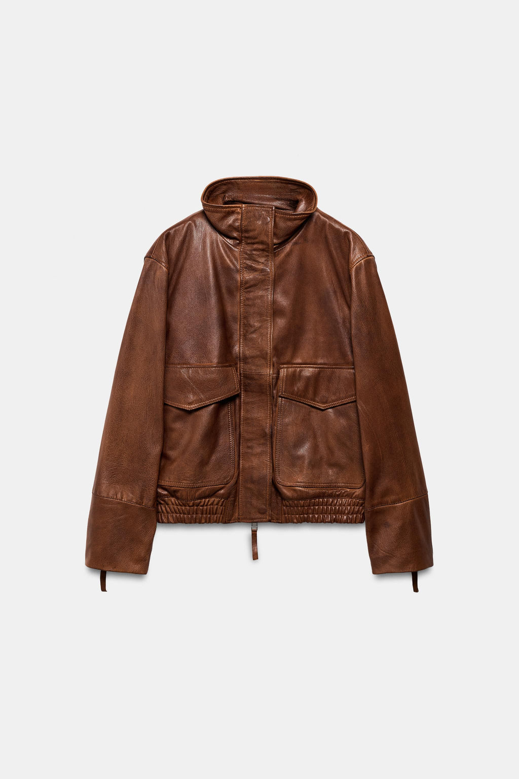 100% LEATHER BOMBER JACKET ZW COLLECTION LIMITED EDITION - Zara фото 14