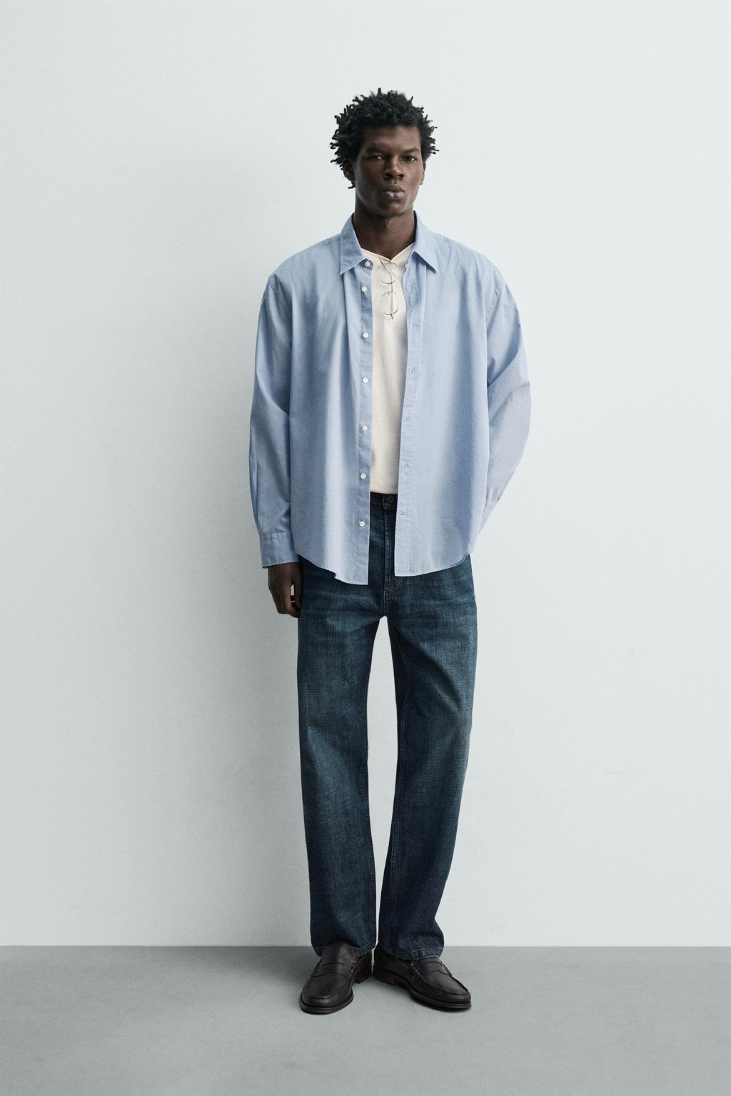 CAMISA VOILE ALGOD?N / Celeste