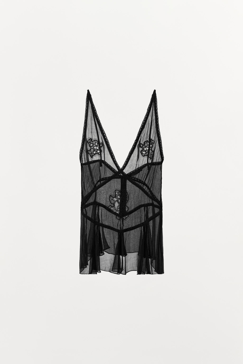 TOP GASA BORDADOS / Negro - Zara фото 4