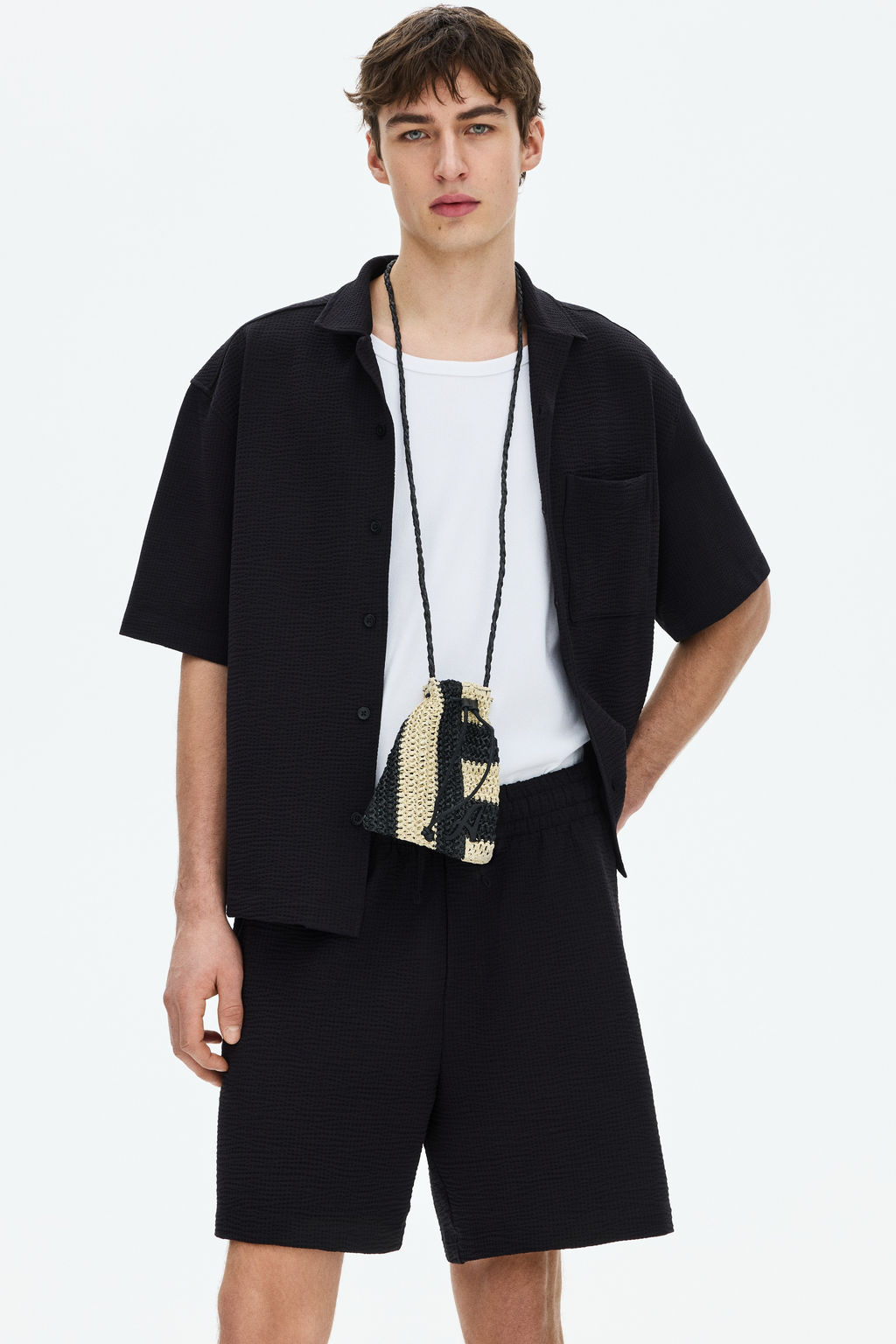 Pantal?n corto gofrado Relaxed Fit - H&m фото 4