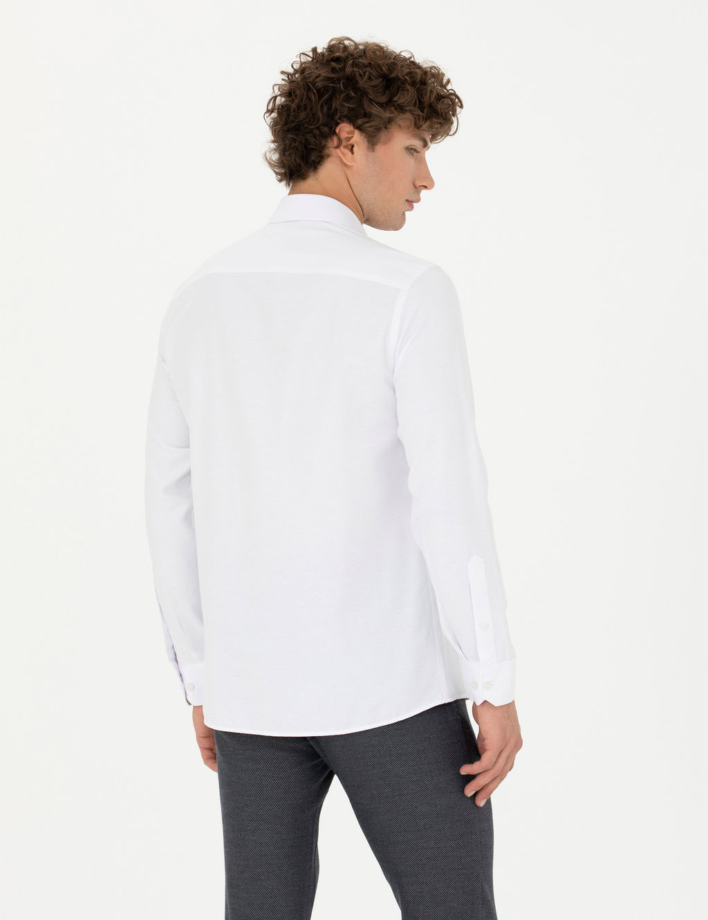 Beyaz Slim Fit Uzun Kollu G_mlek