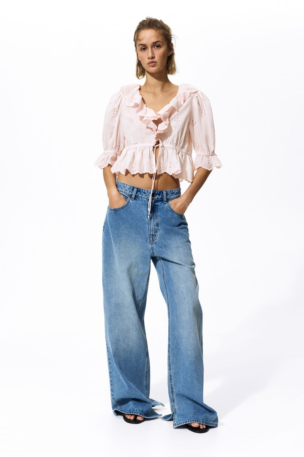 Blusa de algod?n con bordado ingl?s - H&m фото 6