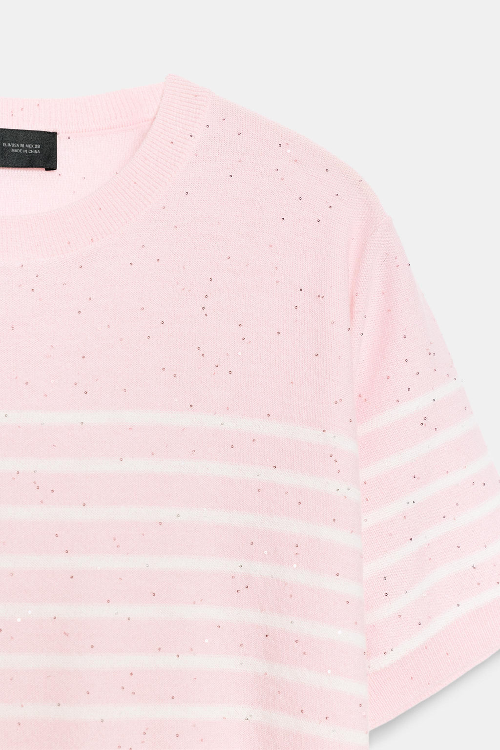 TOP PUNTO RAYAS LENTEJUELAS / Rosa pastel - Zara фото 7
