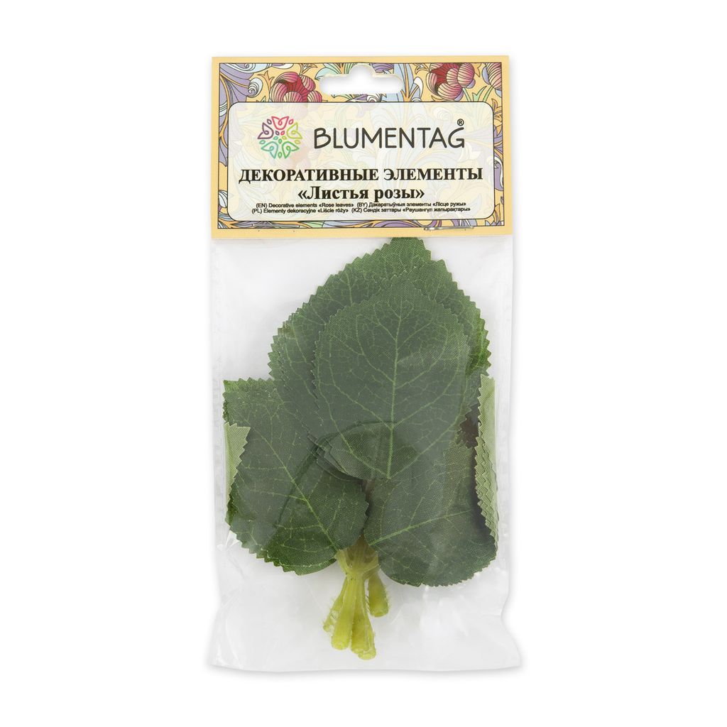 Искусственное растение Blumentag ALT-07 Декоративные элементы Листья розы 11 х 7 см 5 х 6 шт. 01 зеленый (роза)  фото 3