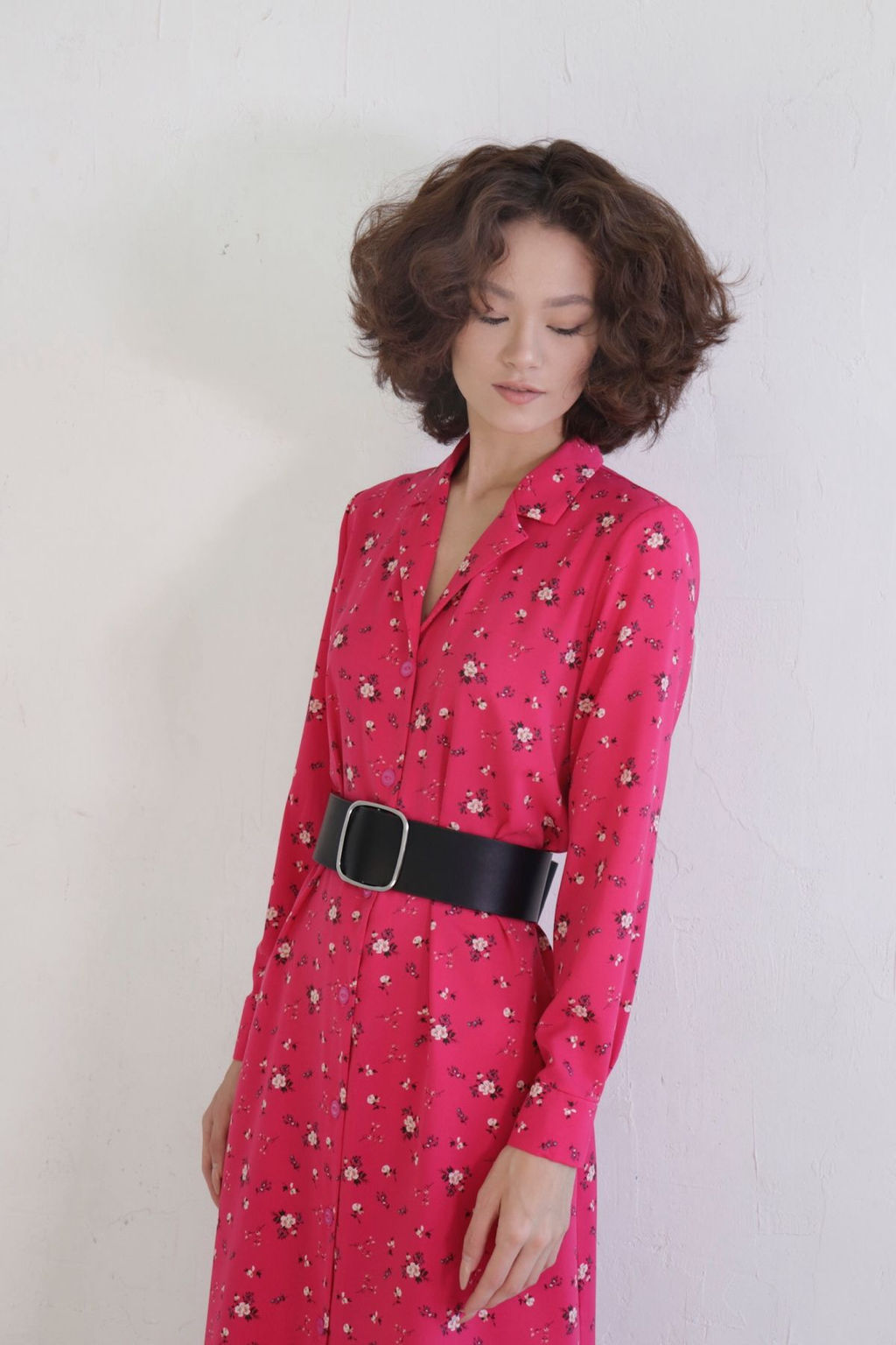 11038 Платье-рубашка с английским воротником малиновое - Martichelli фото 30