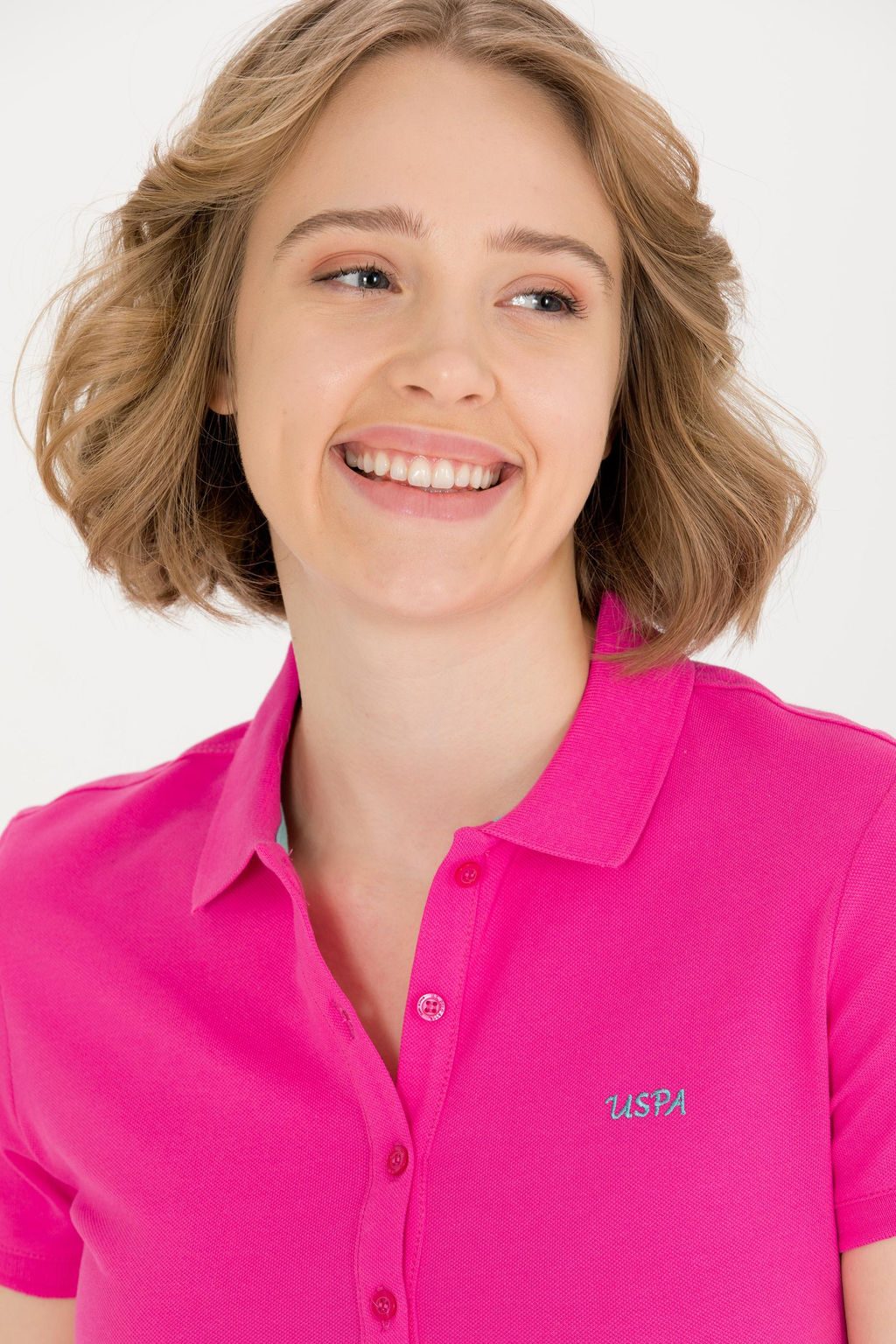 U. S. Polo Assn Женская базовая футболка цвета фуксии с воротником-поло - U.s. polo assn фото 2