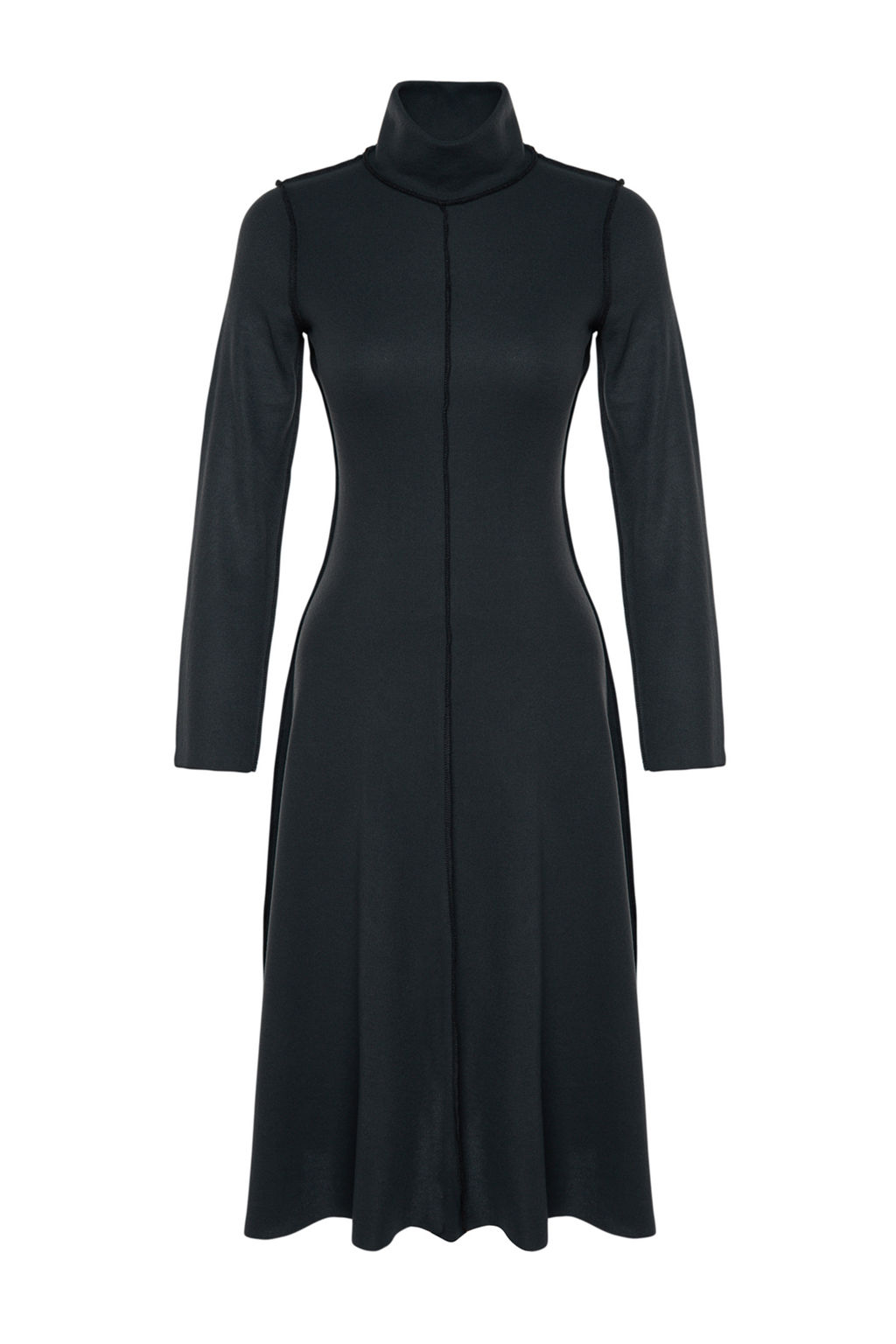 Antrasit Karyoka Dikisli A Kesim/Can Form Selanik/Triko Gorunumlu Midi Orme Elbise TWOAW24EL00333 - Trendyolmilla фото 6