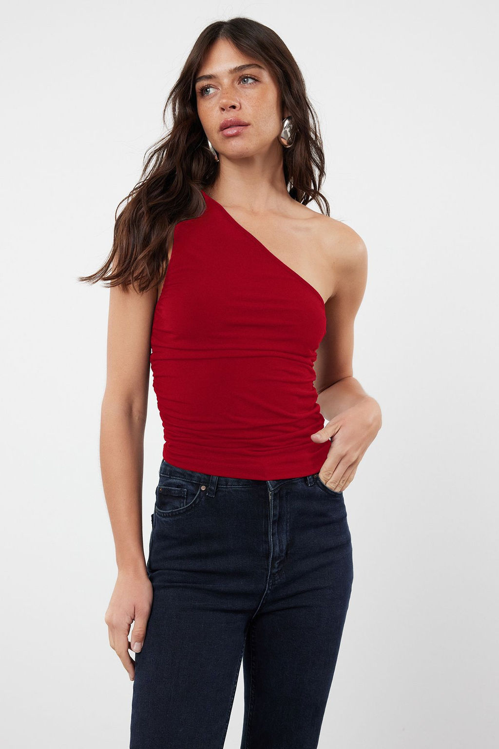 Trendyolmilla Siyah Buzgu Detayl? Fitted/Vucuda Oturan Tek Omuz Esnek Orme Bluz TWOSS21BZ0590  фото 9