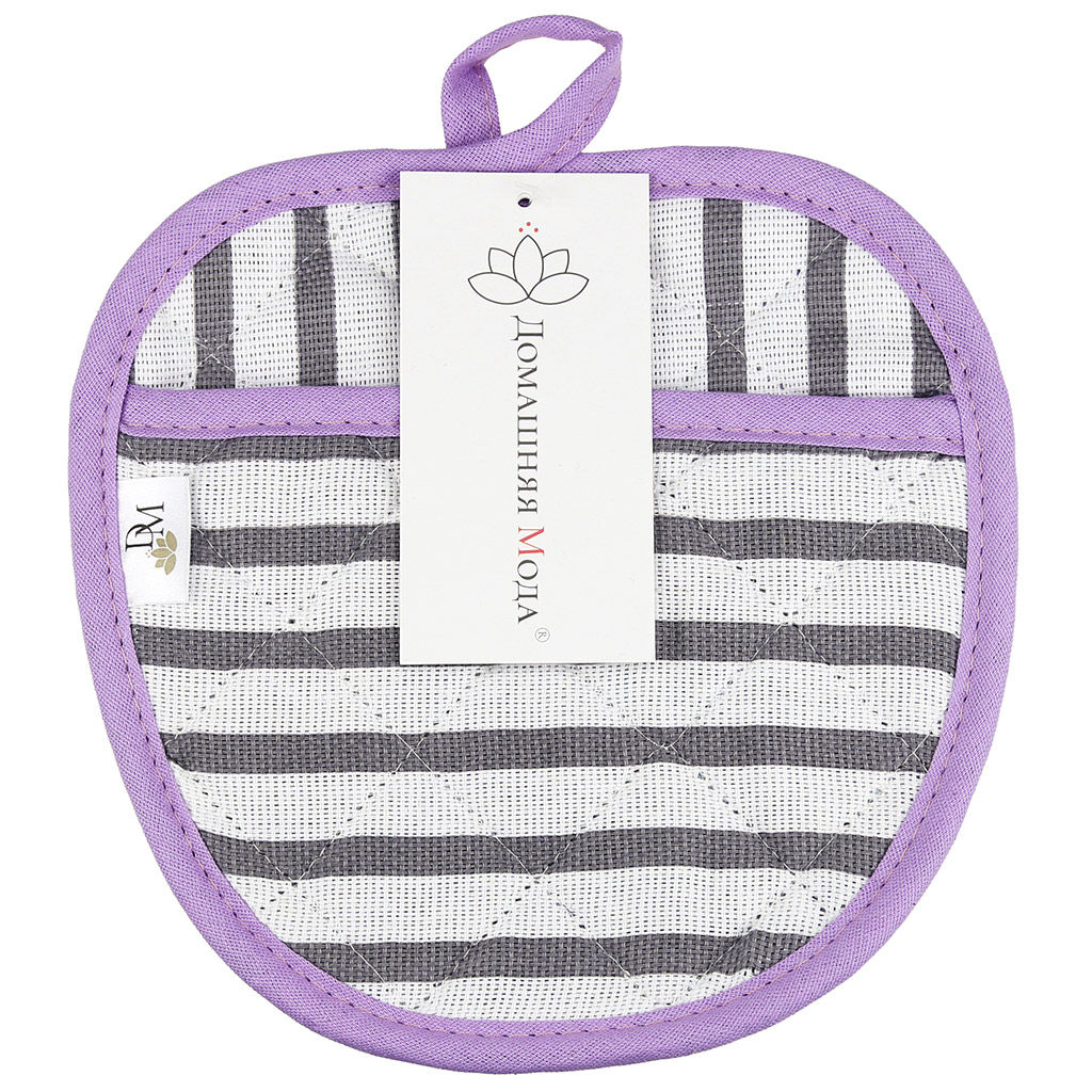 Прихватка с запахом 19х19см Лайн-3, форма Яблоко, рогожка 171г/м2, хлопок 100%, наполнитель - ватин 280г/м2, на пластмассовом подвесе, Домашняя мода (Россия)  фото 4