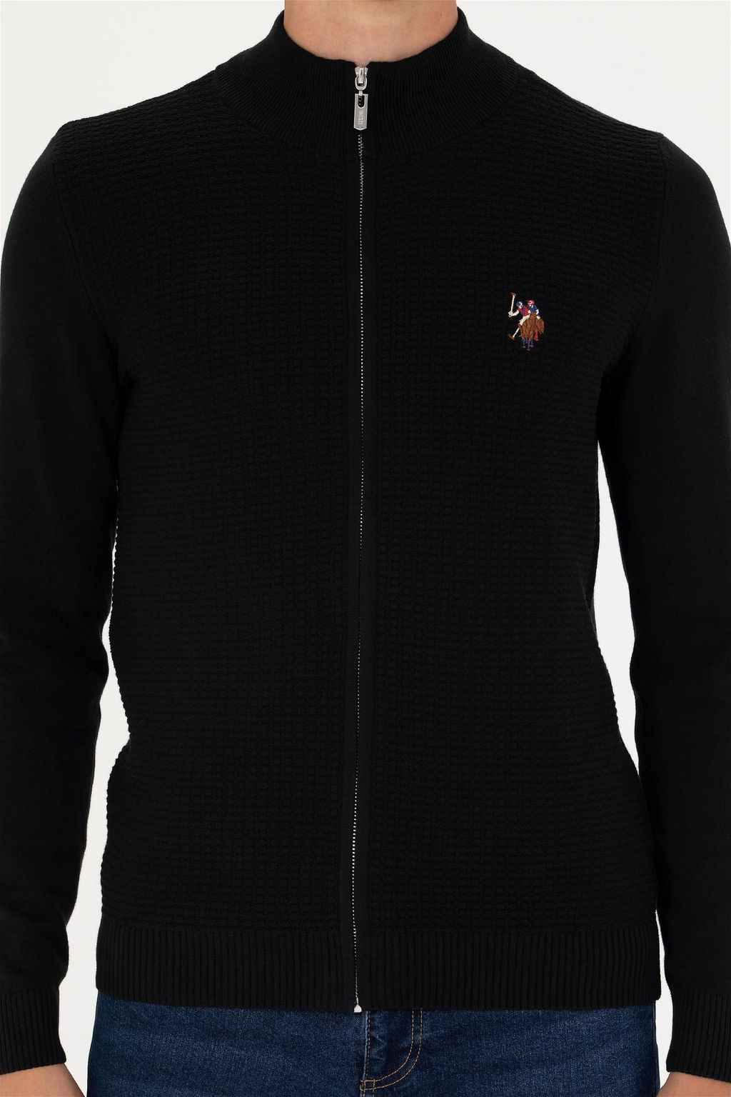 Мужской черный базовый трикотажный кардиган - U.s.polo assn фото 7