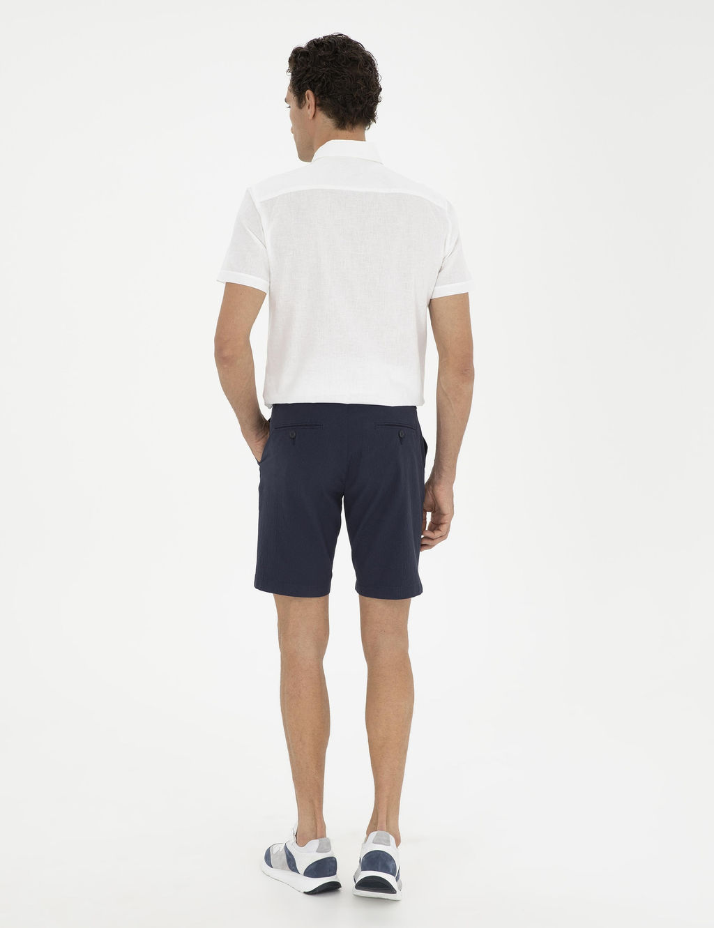 Темно-синие тканые шорты стандартного кроя - Cacharel фото 4