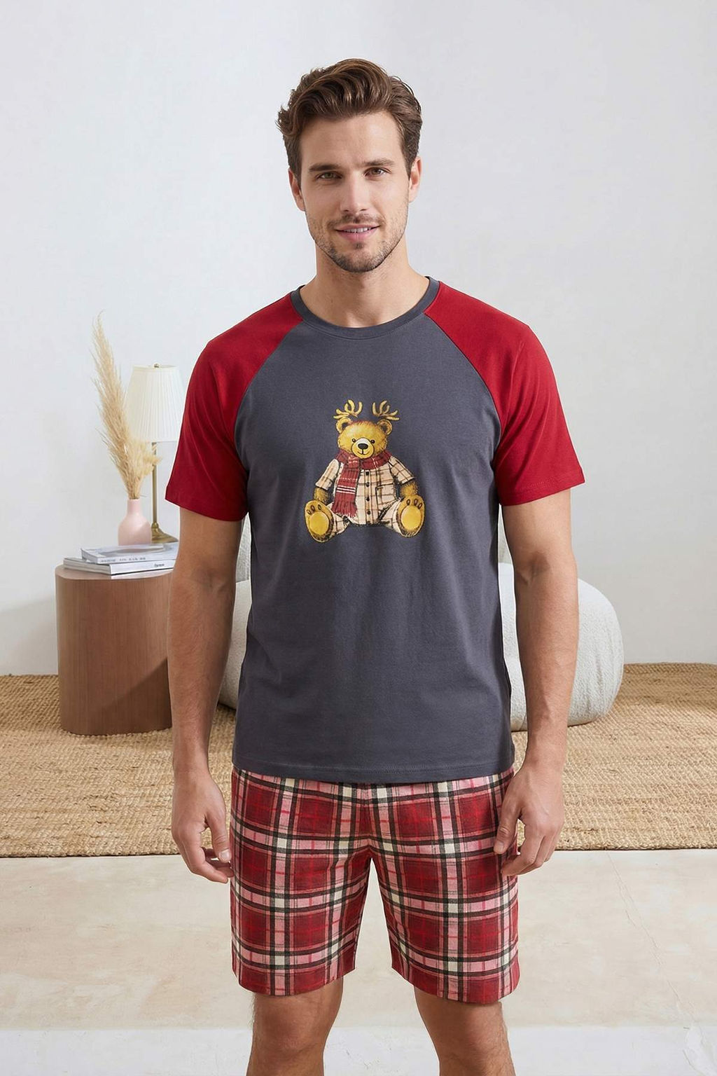 Пижама Trendyolmilla Bordo Regular Fit бордовая в клетку