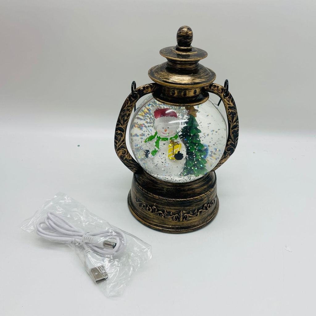 Новогодний декор Лампа стекло - Снеговник с елкой 20 см (арт. 7088D) - Ип лебедев о.ю фото 4