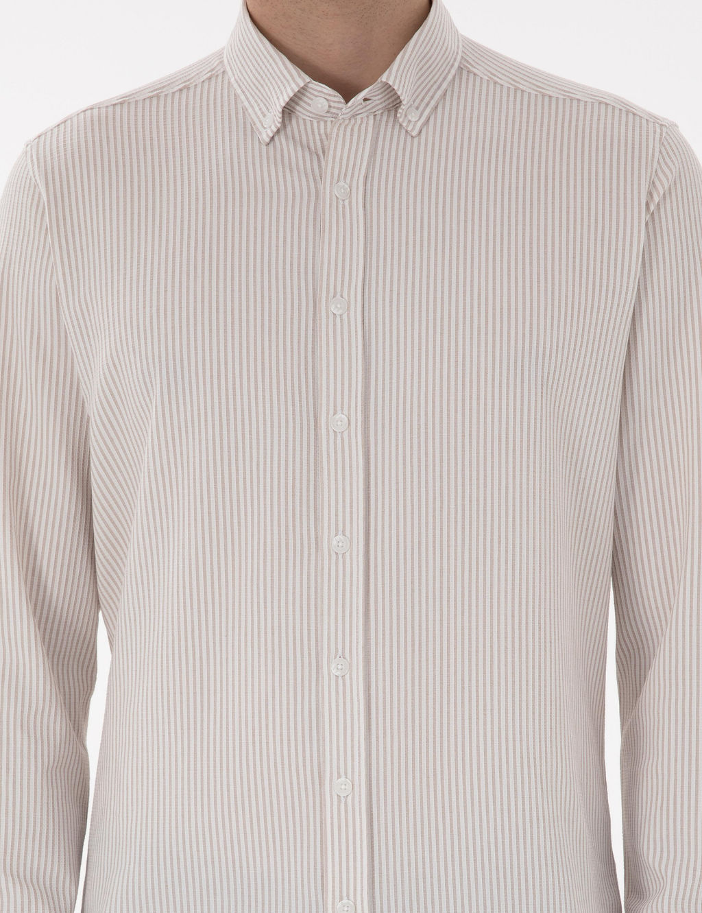 Bej Slim Fit _izgili Uzun Kollu G_mlek - Pierre cardin фото 6