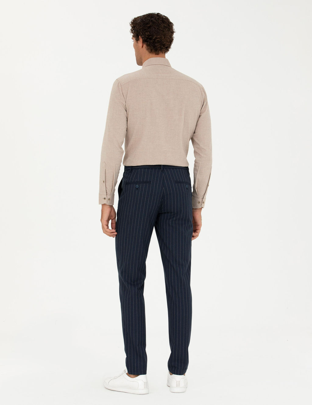 Темно-синие брюки узкого кроя из плотной ткани - Cacharel фото 4