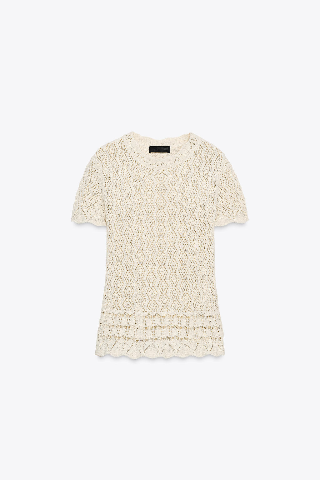SHORT SLEEVE POINTELLE KNIT TOP - Zara фото 16