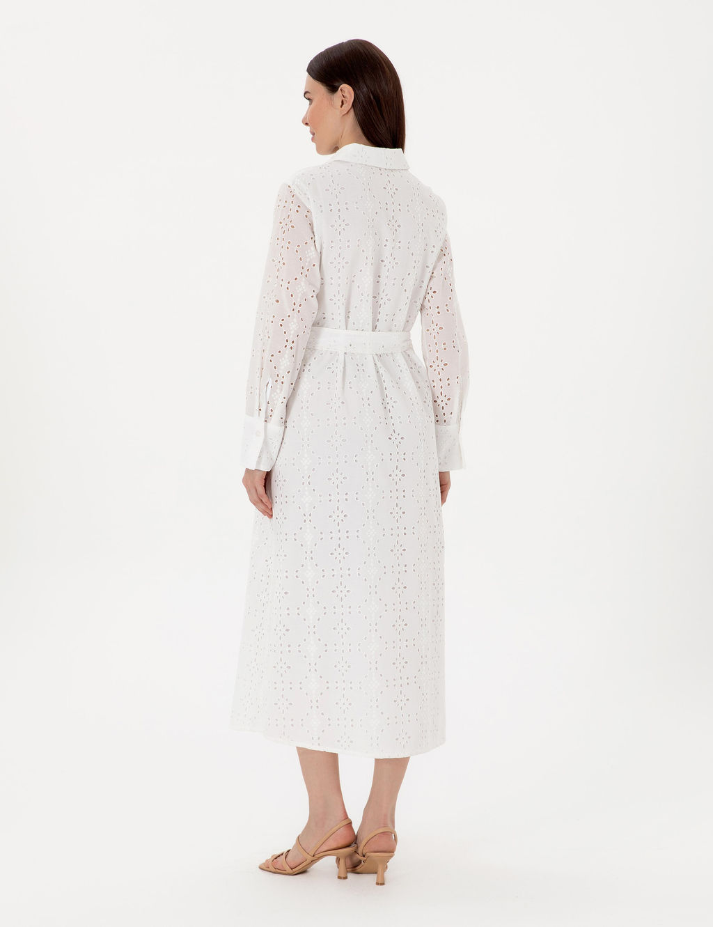 Beyaz Regular Fit Dokuma Elbise - Pierre cardin фото 4