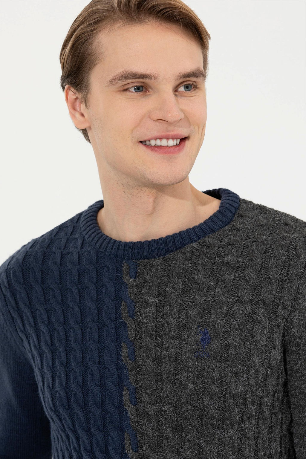 Мужской темно-синий вязаный свитер - U.s. polo assn фото 8