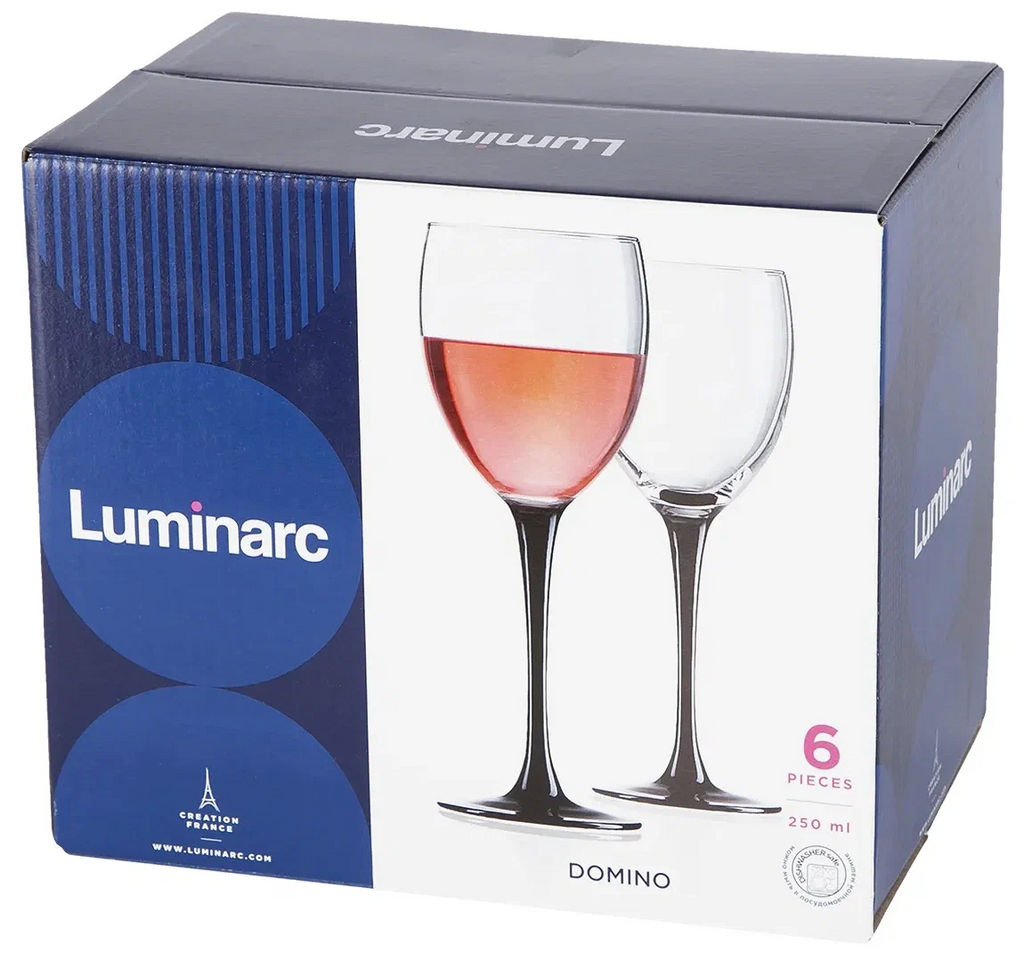 Набор фужеров (бокалов) для вина ДОМИНО 6шт 250мл арт.H8169 /Люминарк/ - Luminarc фото 4