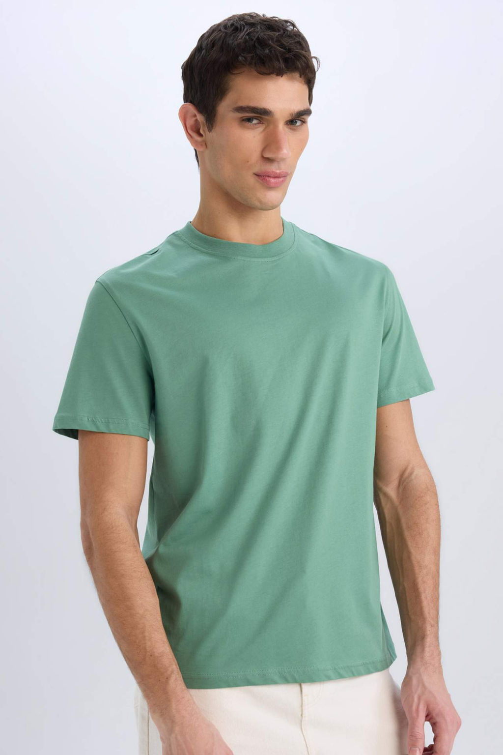 New Regular Fit Bisiklet Yaka Basic Duz K?sa Kollu Tisort - Defacto фото 31