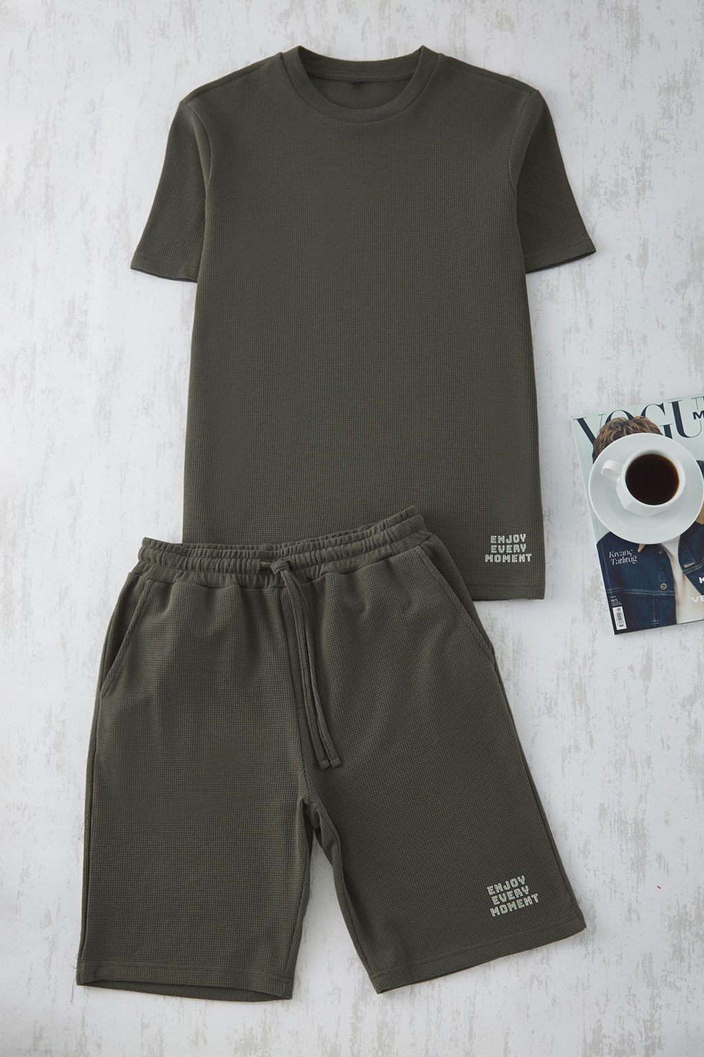 TRENDYOL MAN Mavi Regular Fit Waffle Sortlu Pijama Tak?m? TMNSS23PT00032 - Trendyolmilla фото 65