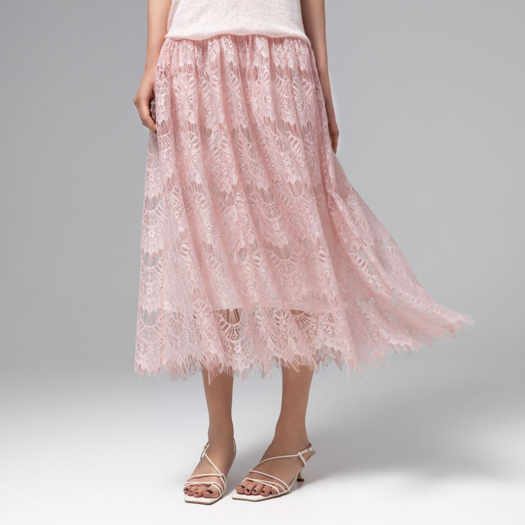 Платье комбинированное с кружевом, Доведу до мечты (soft pink) - Charutti фото 3