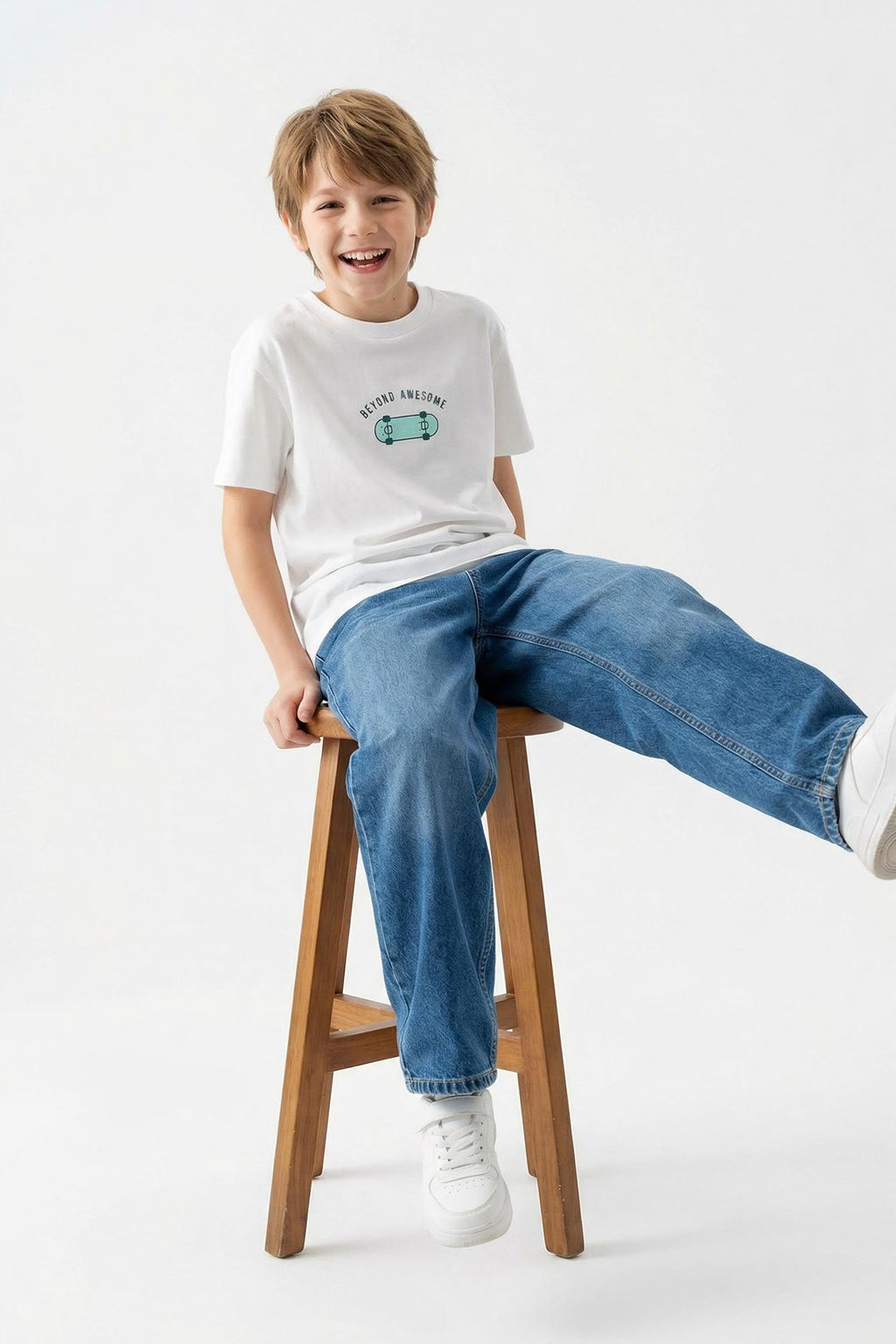 Beyaz Erkek Cocuk %100 Pamuk Slogan Bask?l? Oversize K?sa Kol Orme T-Shirt TKDSS25TS00101 - Trendyolmilla фото 6