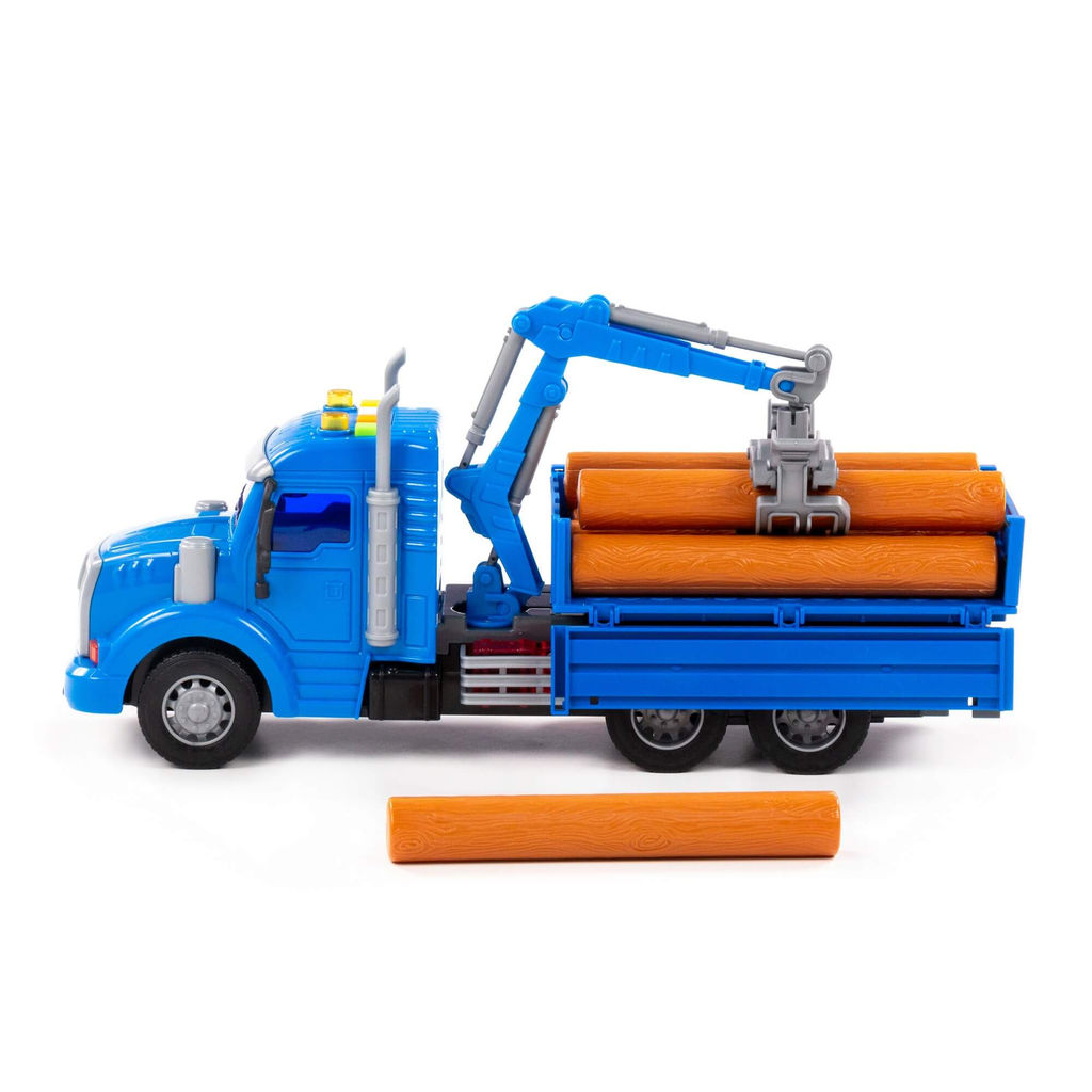 Профи, автомобиль бортовой с манипулятором инерционный (со светом и звуком) (синий) (в коробке) - Полесье фото 3