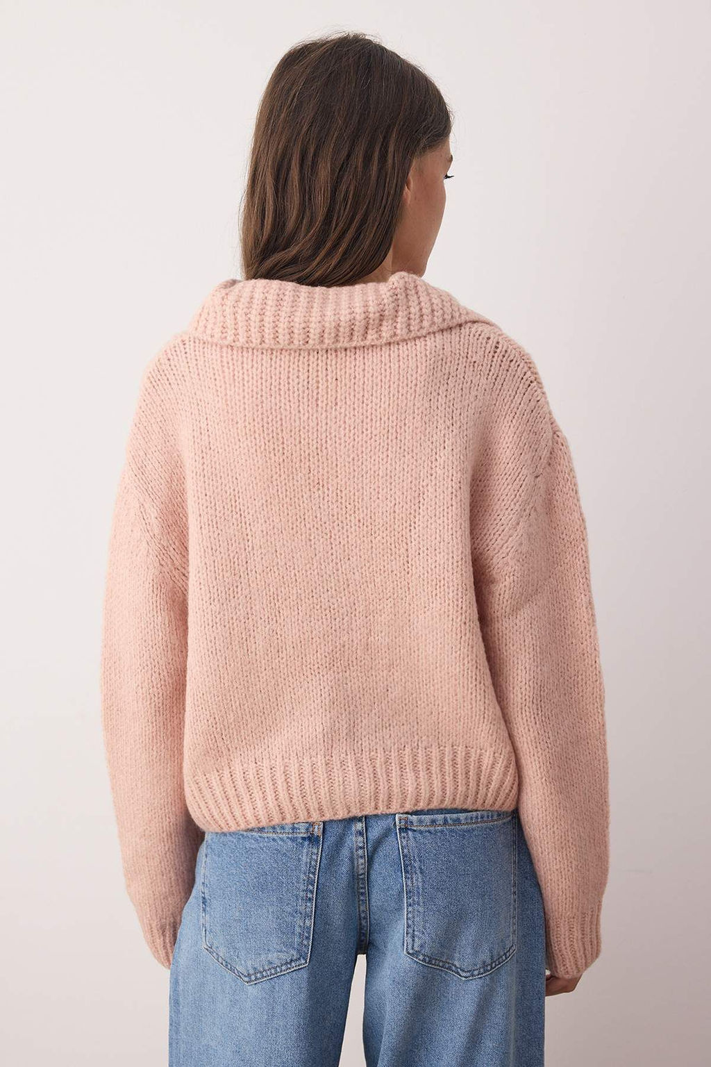 Pembe Oversize/Genis Kal?p Crop Triko H?rka TWOAW26HI00179
