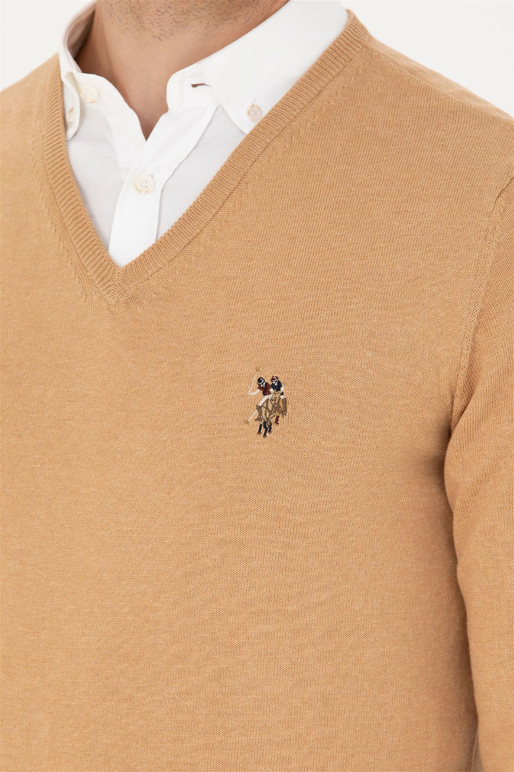 U. S. Polo Assn Мужской базовый свитер песочного меланжа - U.s. polo assn фото 7
