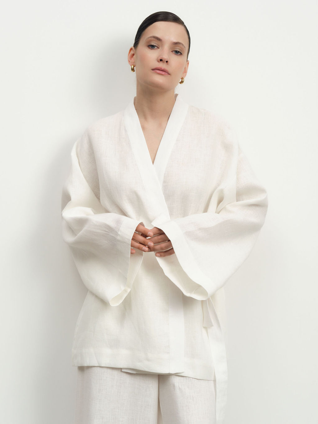 Жакет-кимоно льняное 42367 белый