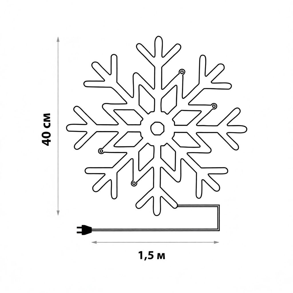ULD-H4040-048/DTA MULTI IP20 SNOWFLAKE Фигура светодиодная "Снежинка", 40х40см. Подвесная. 48 светодиодов. Красный, синий, белый свет. Провод прозрачный. TM Uniel.