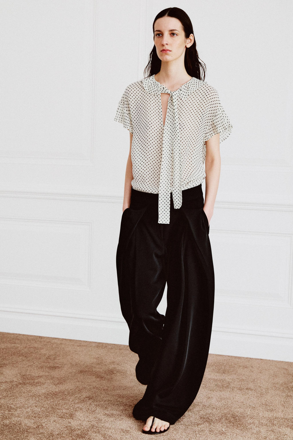 BLUSA LAZADAS LUNARES ZW COLLECTION / Blanco - Zara фото 2