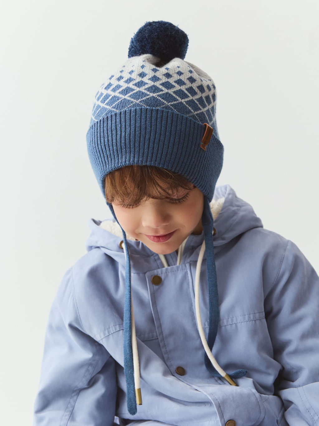 Шапка из смесовой шерсти Ромбы джинс - Bungly фото 2