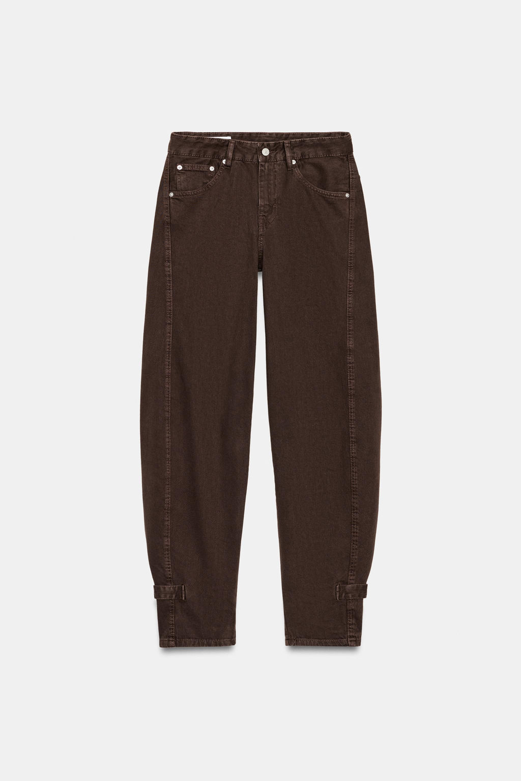 TRF BALLOON MID-WAIST JEANS WITH BELT LOOPS - Zara фото 7