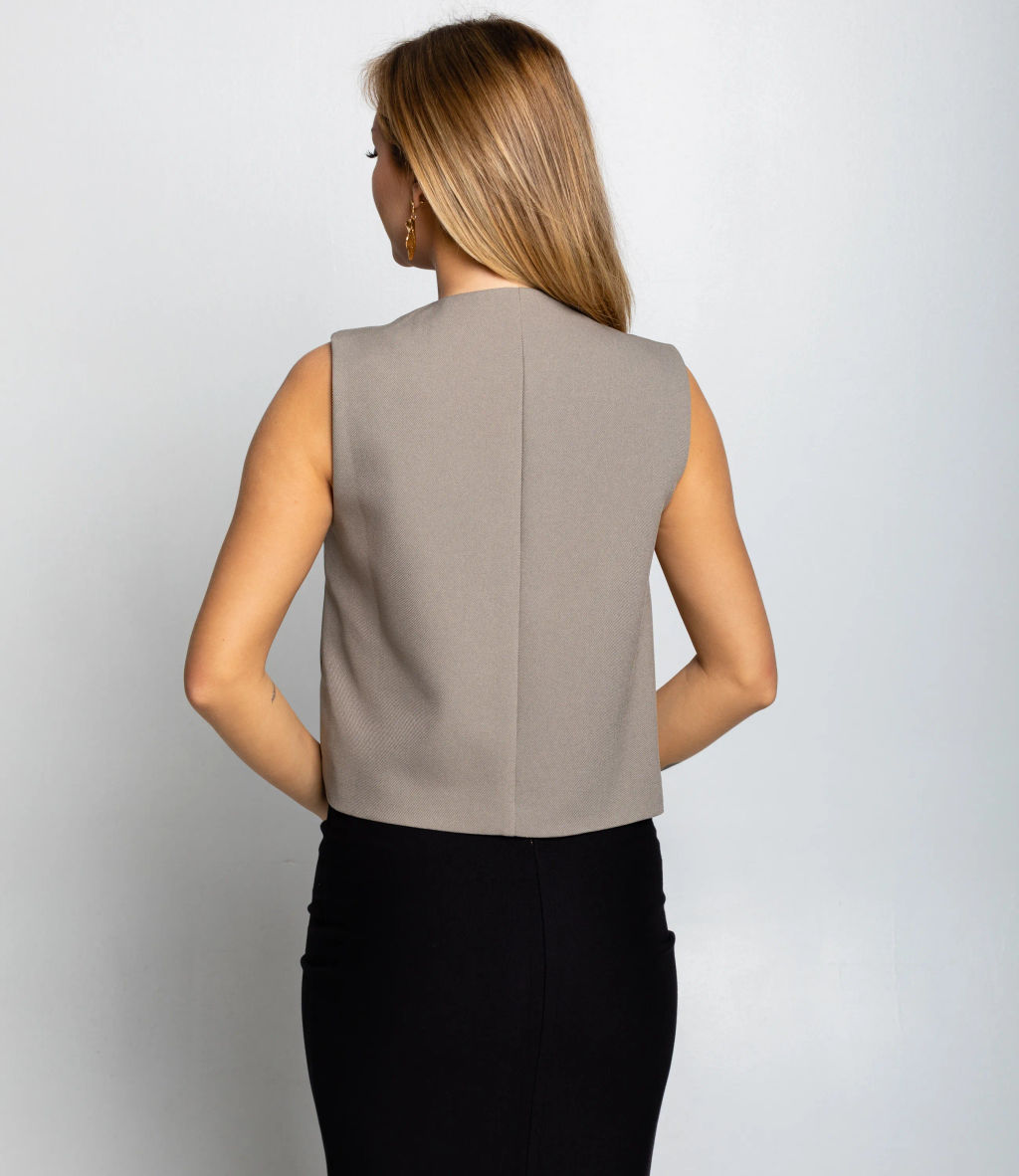 Жилет #КТ6001 (6), бежево-серый - Dommod фото 3