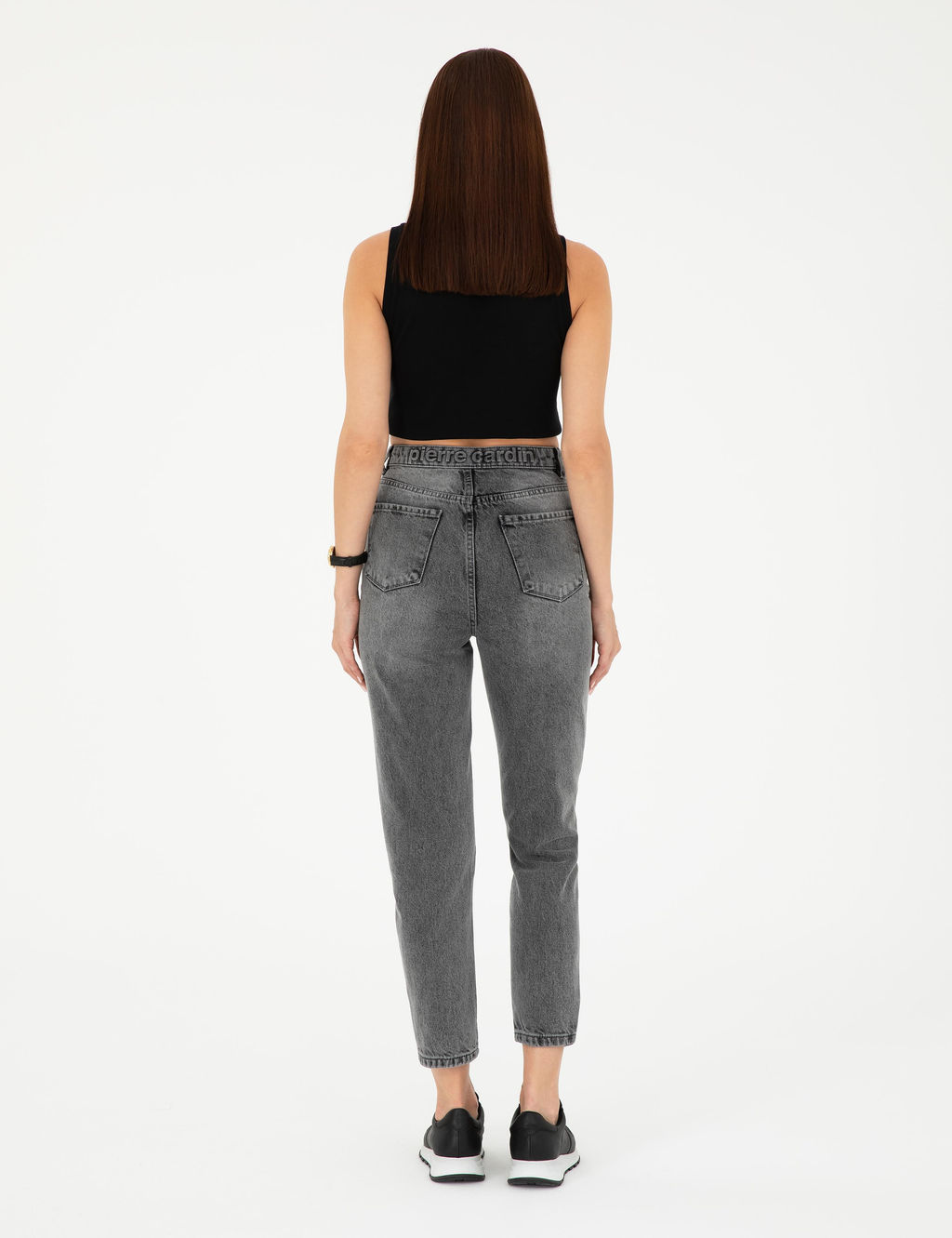 Antrasit Mom High Waist Fit Jean Pantolon