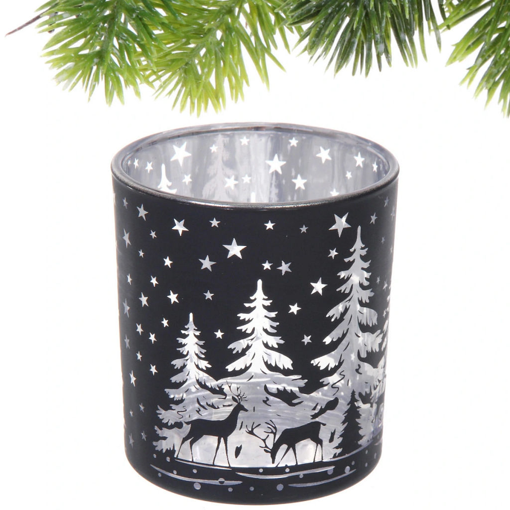 Подсвечник "Снежный лес" 7*7,8 см, Черный