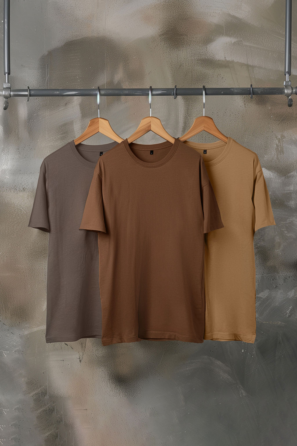 Kahverengi-Bej-Gri Slim/Dar Kesim Bisiklet Yaka Basic %100 Pamuklu 3lu Paket T-Shirt TMNSS19BO0007