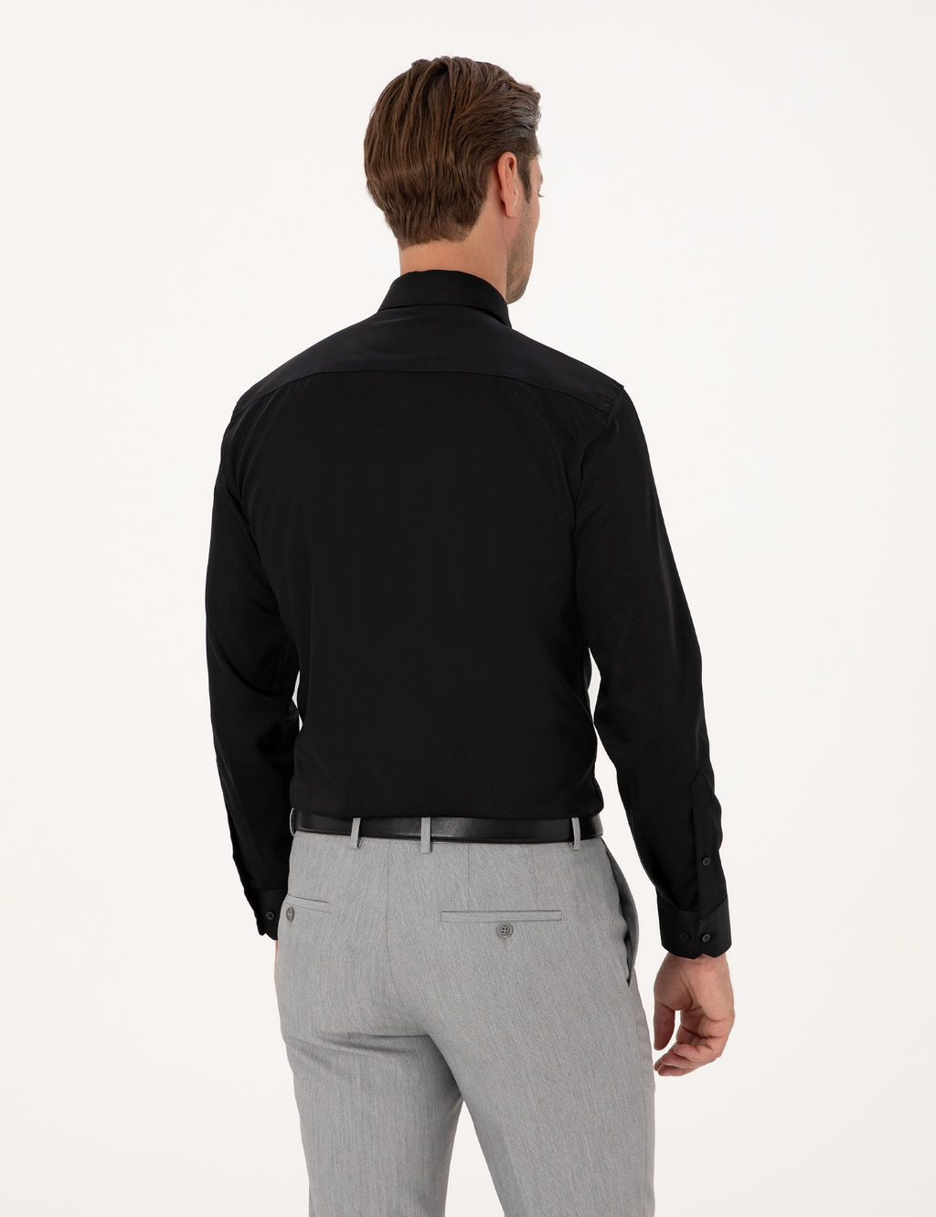 Siyah Slim Fit Uzun Kollu Basic G_mlek