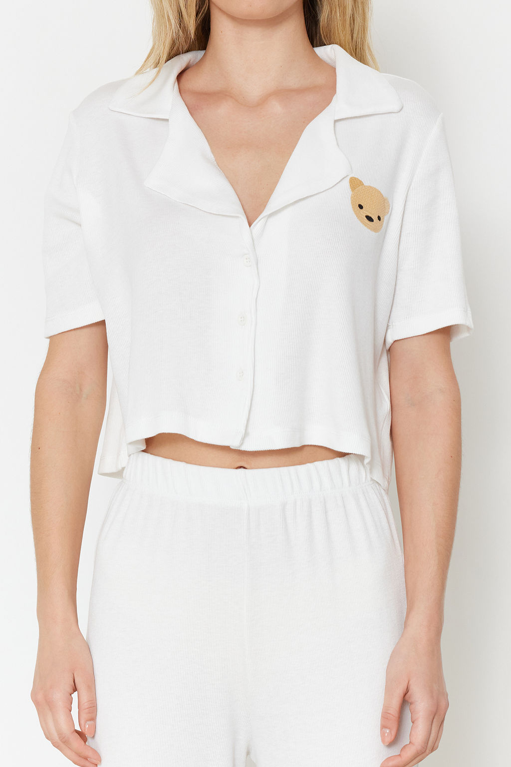 Trendyolmilla Lacivert Ay?c?kl? Fitilli Orme Pijama Tak?m? THMSS21PT0168 фото 4