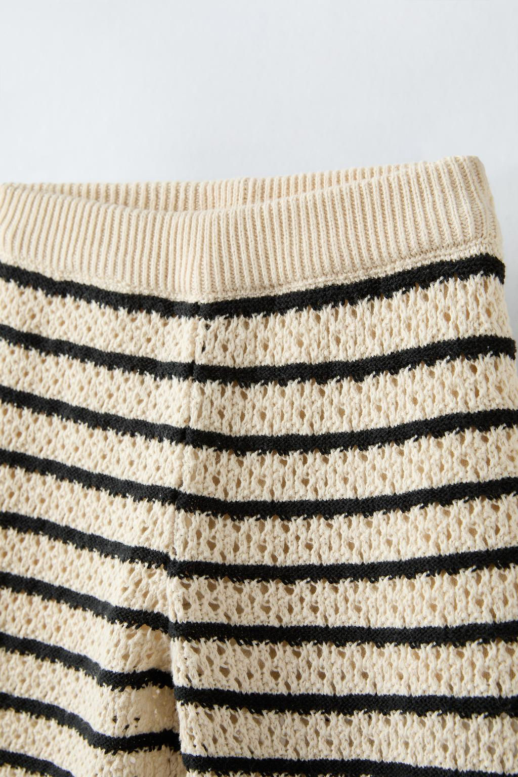 STRIPED CROCHET KNIT TROUSERS - Zara фото 6