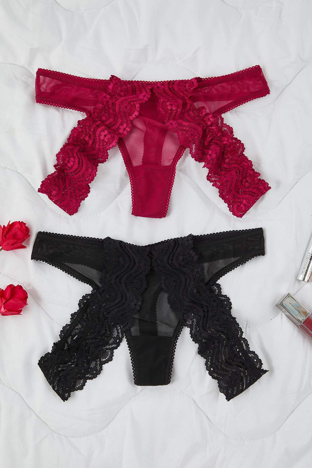 Siyah-Murdum 2li Tul Bask?l? Tanga Kulot THMAW26KU00046 - Trendyolmilla фото 3