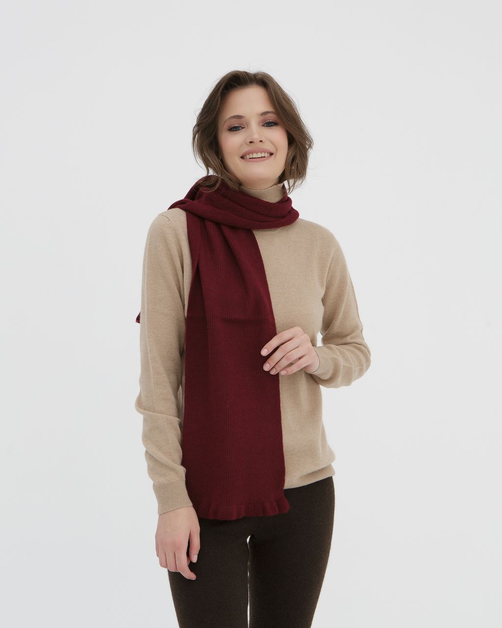 Шарф из кашемира HR бордовый