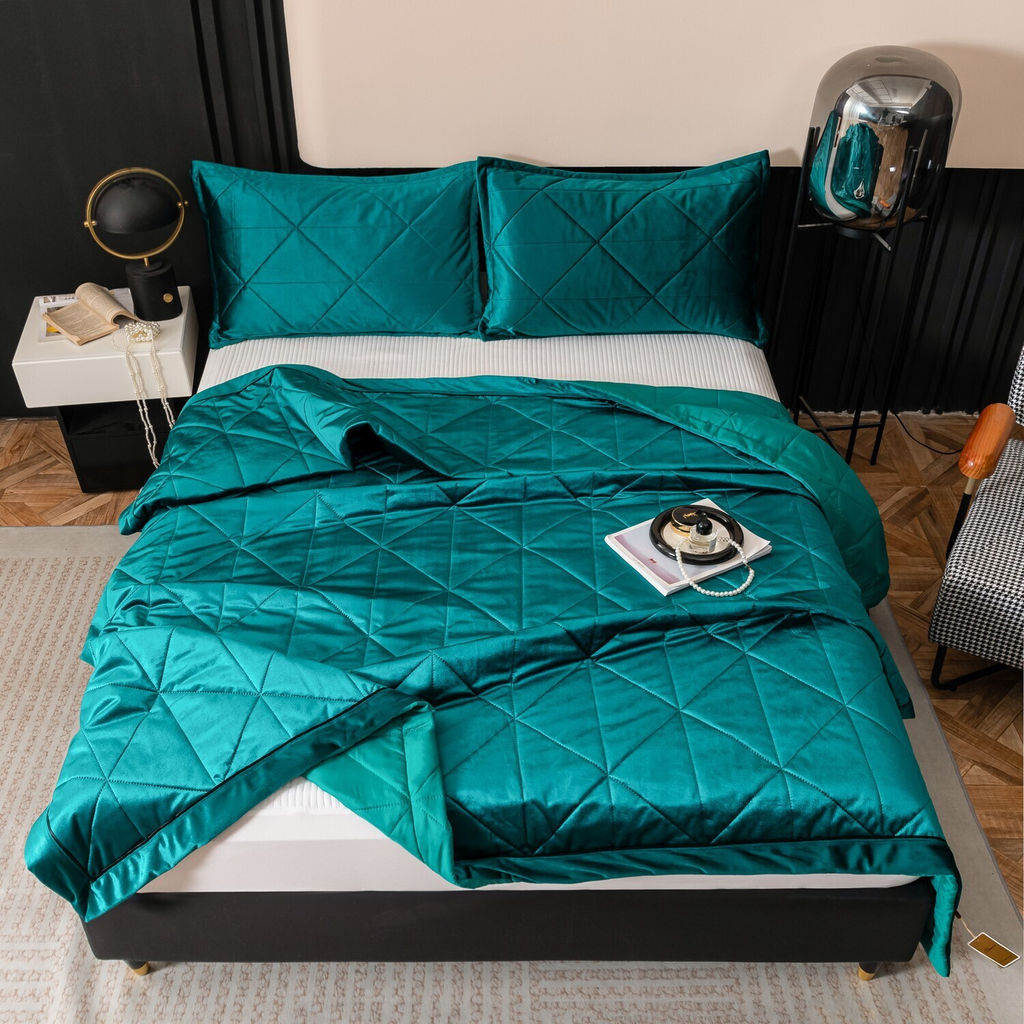 Велюровое покрывало в клетку и две наволочки OVL045 240*260/50-70 2 шт - Ситрейд фото 3