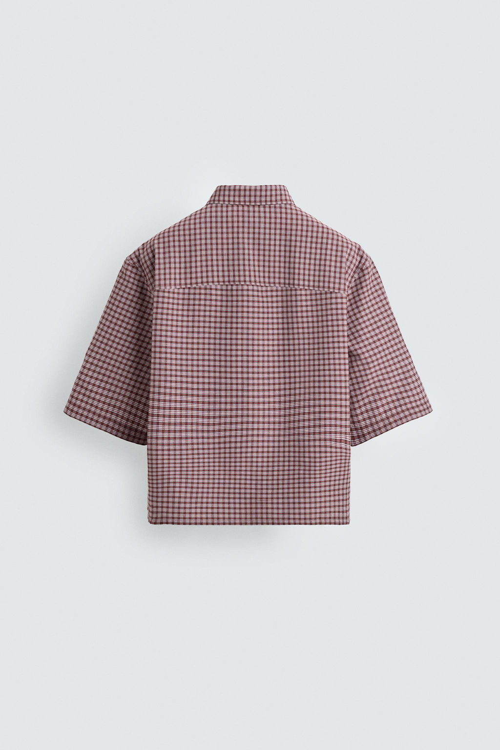 CAMISA CROPPED FIT CUADROS / Rojo oscuro - Zara фото 9